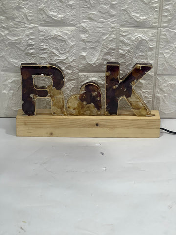 Name Initials LED Lamp with Preserved Wedding Varmala