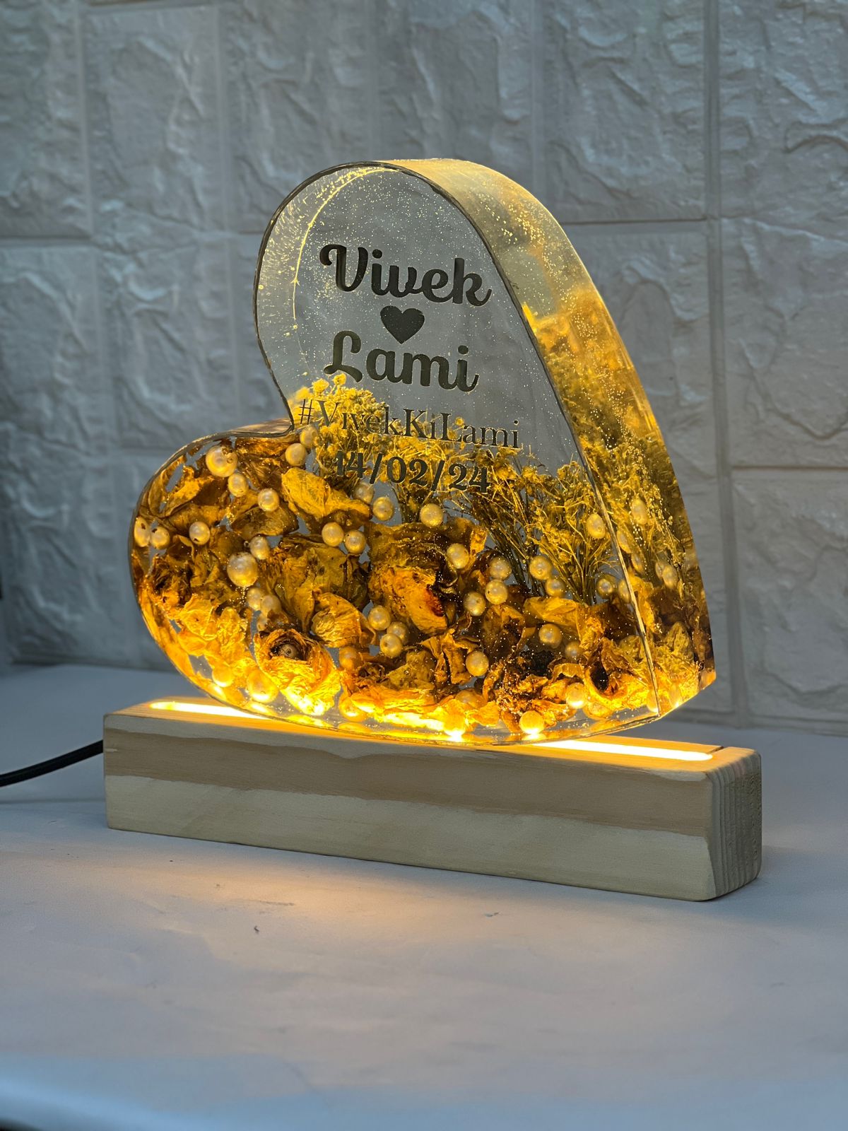 Customized Heart-Shaped Resin Keepsake