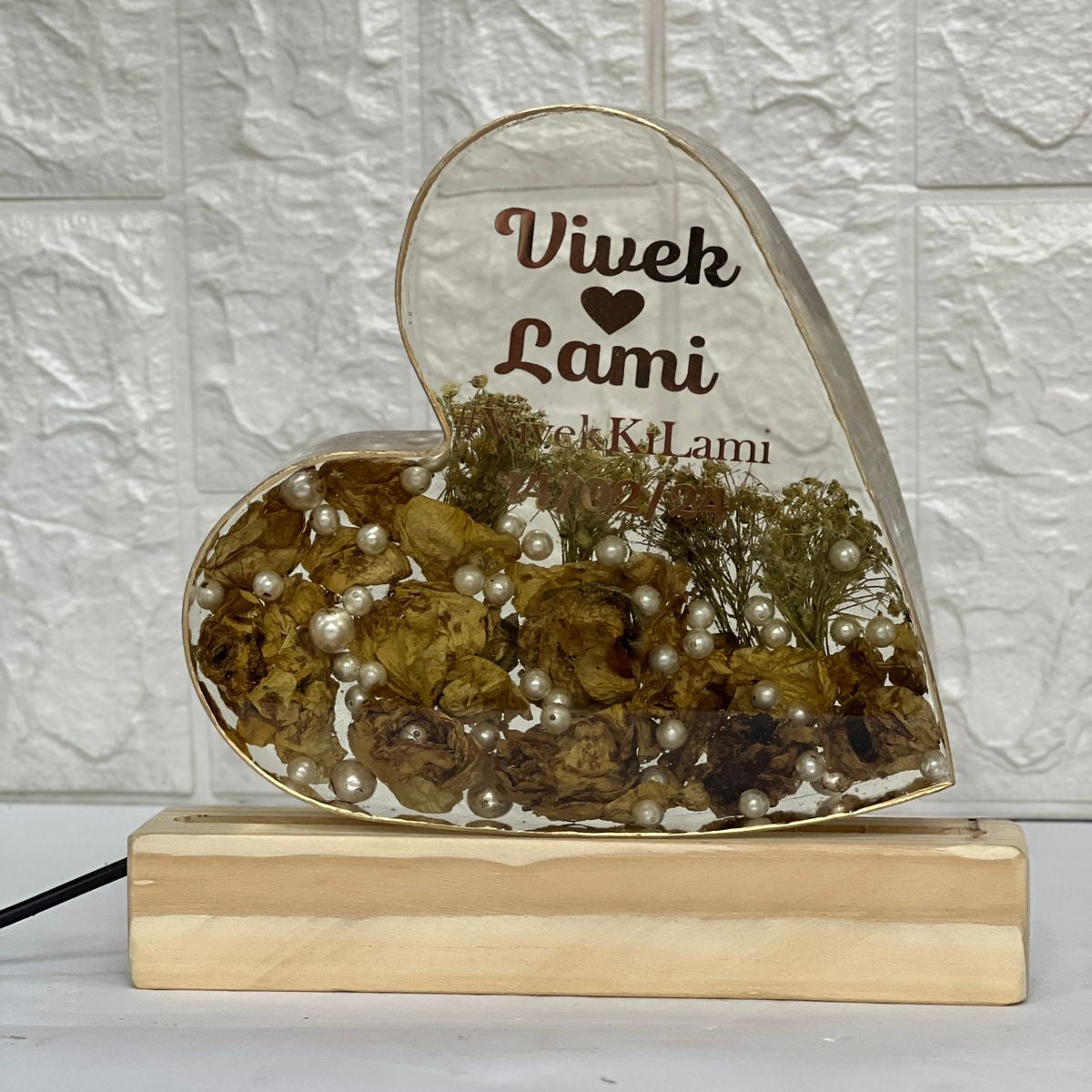 Customized Heart-Shaped Resin Keepsake