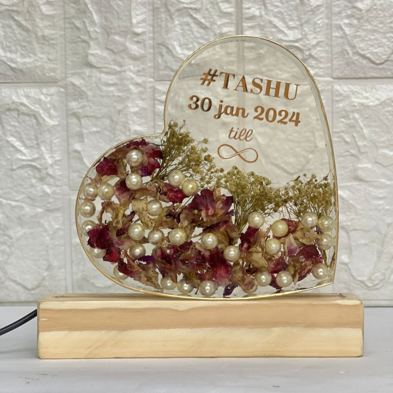 Premium Heart-Shape Varmala Flower Preservation LED Lamp