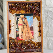 Teakwood Wedding Memory Frame with Varmala Petals