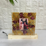 Beautiful Varmala Flower Preservation Frame on Wooden LED Base