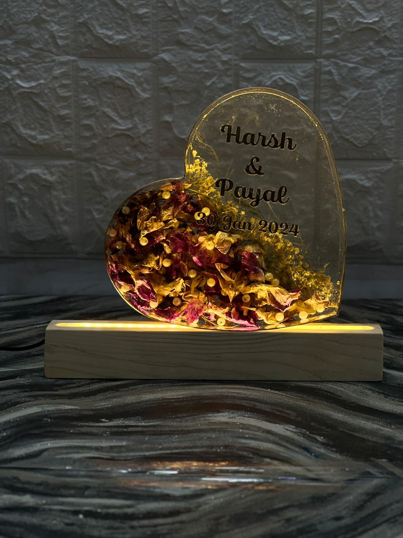 Beautiful Wedding Varmala Resin Keepsake in Heart-Shaped