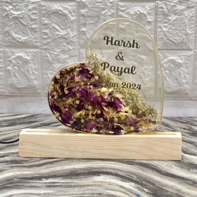 Heart Shaped Varmala Keepsake Lamp, Single or Twin Hearts