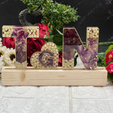 Initials LED lamp with varmala flowers, initials, pink rose letters