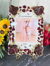 9 by 12 inch Elegant Wedding Varmala Memory Frame | Epoxy Resin Floral Keepsake