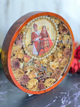 Resin  10inch round with Name initial LOGO with name and with couple photo and LED varmala preservation