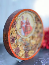 Resin  10inch round with Name initial LOGO with name and with couple photo and LED varmala preservation