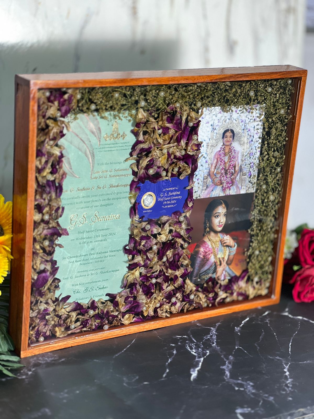Resin Wedding Varmala and Card Preservation Frame (18 by 15 inch)