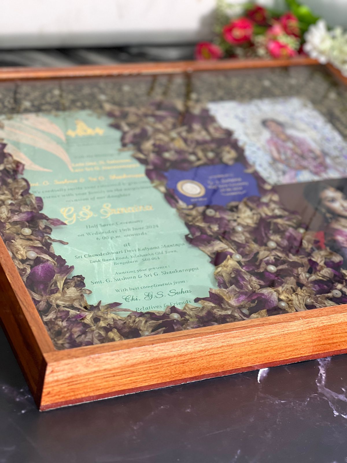 Resin Wedding Varmala and Card Preservation Frame (18 by 15 inch)