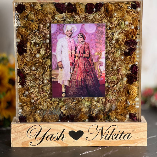 Couple Photo Resin LED Frame with Names and Date, 12 Inch