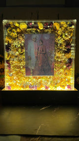 12 inch frame with couple photo with  Name and date with LED lamp