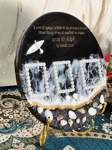finger print resin frame for memory Preservation (ocean theme)
