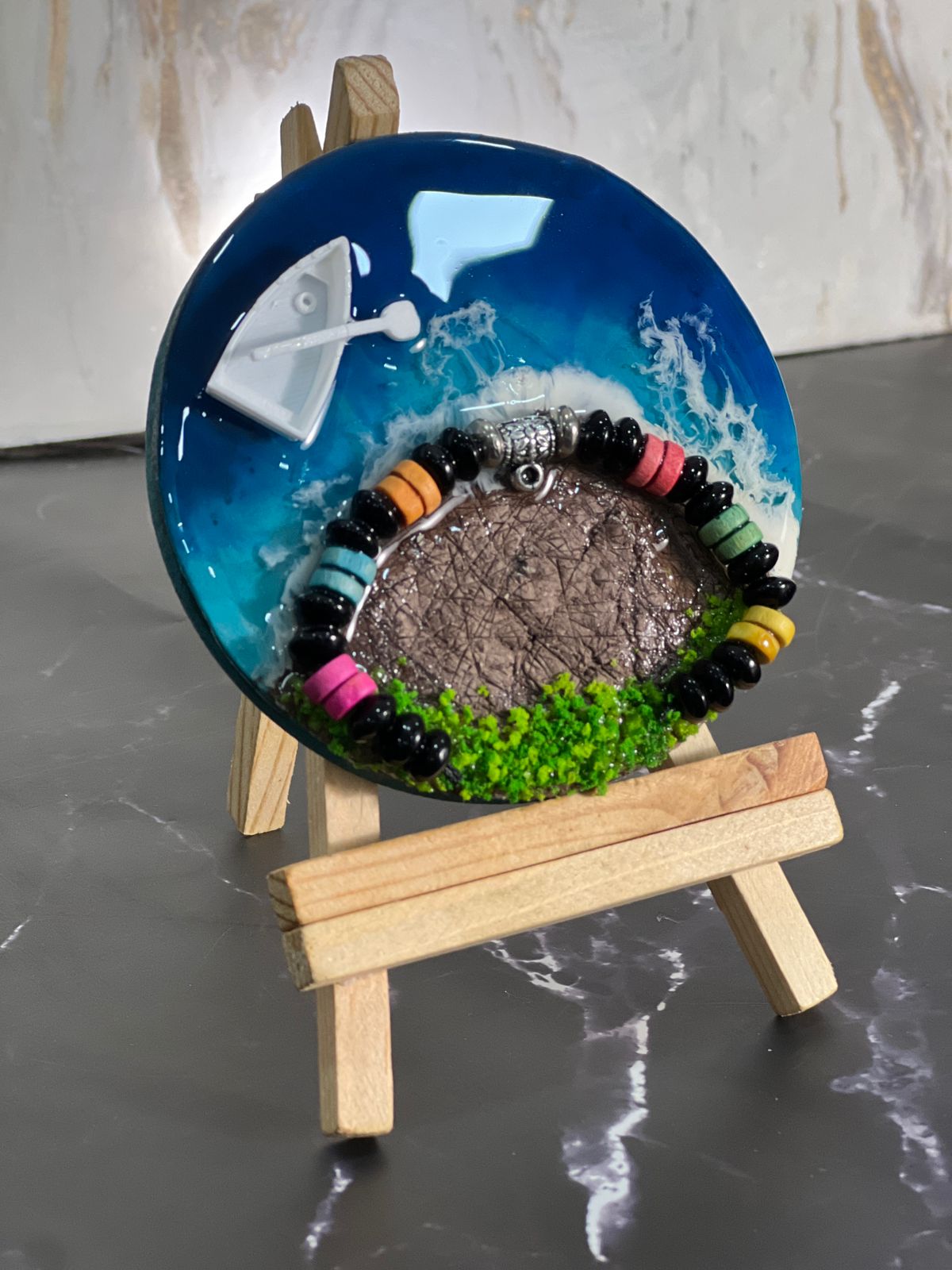 Braslet memory Preservation in resin ocean coaster