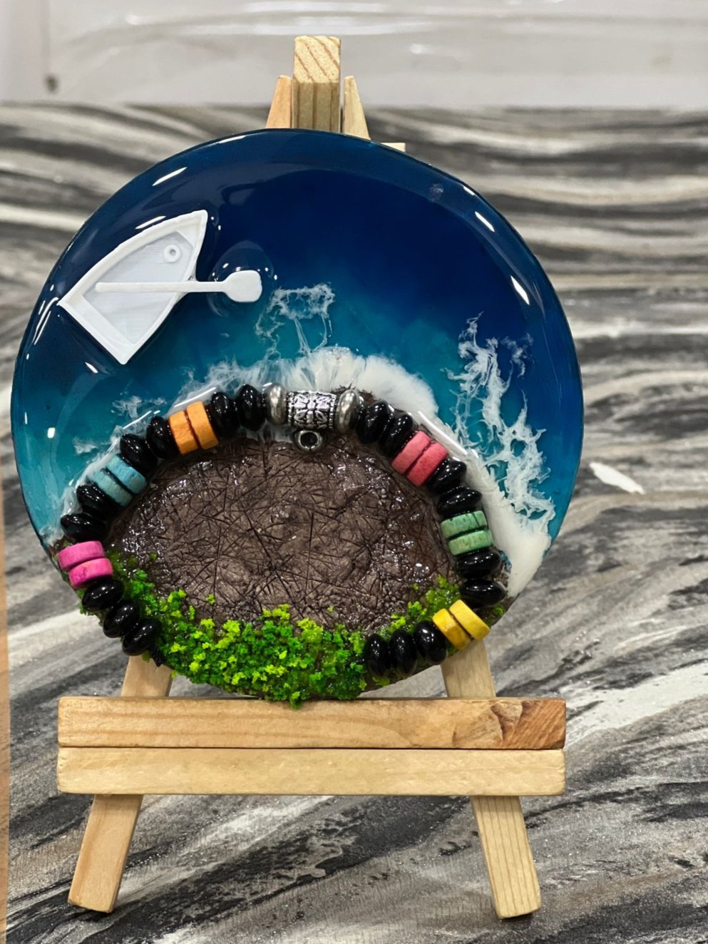 Braslet memory Preservation in resin ocean coaster