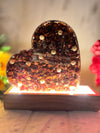 Resin 8inch heart shape with red patels and pearls and name and date with LED stand Varmala preservation