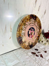 Resin clock Red and yellow Petals with pearl with babybreath with couple photo and couple name , Varmala preservation