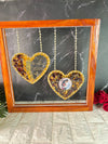 Resin Hanging heart option with yellow and rad peatls with pearls border with LED light connection Varmala preservation