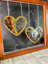 Resin Hanging heart option with yellow and rad peatls with pearls border with LED light connection Varmala preservation