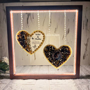 Resin Hanging heart option with yellow and rad peatls with pearls border with LED light connection Varmala preservation
