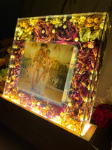 Resin-8inch squre with couple photo and LED stand with couple Name and date with BEAUTIFUL Varmala preservation