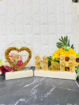 Resin 8inch round with Heart shape with LED stand & Name initial Lamp with heart sign with LED stand Varmala preservation