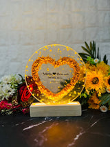Resin 8inch round with Heart shape with LED stand & Name initial Lamp with heart sign with LED stand Varmala preservation