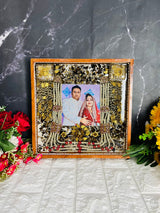 Resin 12 by 12 inch wooden frame with LED and cruch of flowers peserved with Memory Varmala Preservation