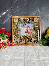 Resin 12 by 12 inch wooden frame with LED and cruch of flowers peserved with Memory Varmala Preservation