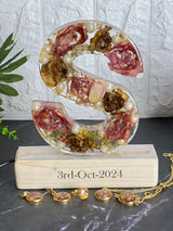 Personalized Resin Name Lamp with LED Stand with Jewelry set varmala preservation