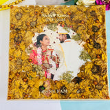 Resin 8inch squre with couple photo and Name and Date with Couple photo and Logo white Flower Varmala Preservation
