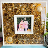 Resin 16inch by 16inch double frame with Couple photo and White flower with Keleera Varmala Preservation