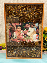 Resin 12 by 18 inch wooden frame with Lotus petals And Flowers with couple photo and Name and date  Varmala Preservation