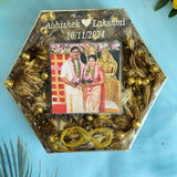 Premium Handcrafted Hexagonal Resin Frame For Varmala and Wedding Photo (8-Inches)
