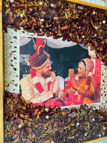 Wedding Photo Preservation in Resin 15 by 18 inch Wooden Frame
