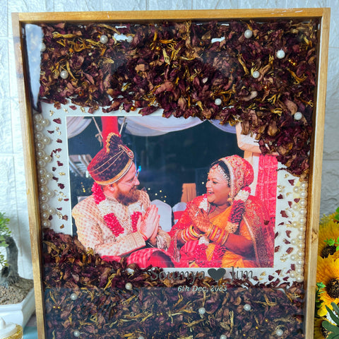 Wedding Photo Preservation in Resin 15 by 18 inch Wooden Frame