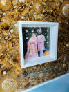 Resin 16inch by 16inch double frame with Couple photo and White flower with Keleera Varmala Preservation