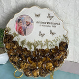 Wedding Flowers Preserved in 10-Inches Agate Resin Frame