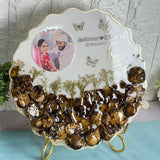 Wedding Flowers Preserved in 10-Inches Agate Resin Frame