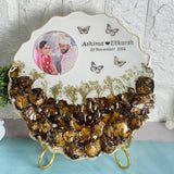 Wedding Flowers Preserved in 10-Inches Agate Resin Frame