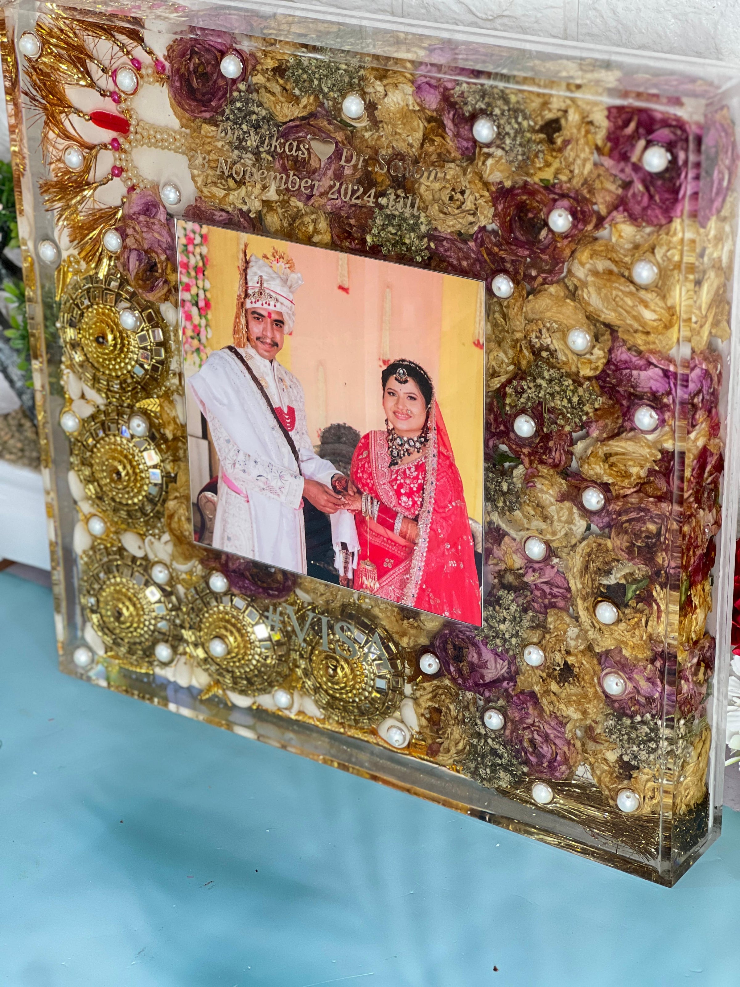 Acrylic Resin Frame with Wedding Ornaments Preservation (12-Inches)