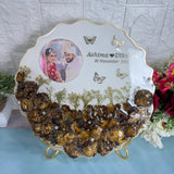 Wedding Flowers Preserved in 10-Inches Agate Resin Frame