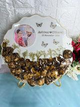 Wedding Flowers Preserved in 10-Inches Agate Resin Frame