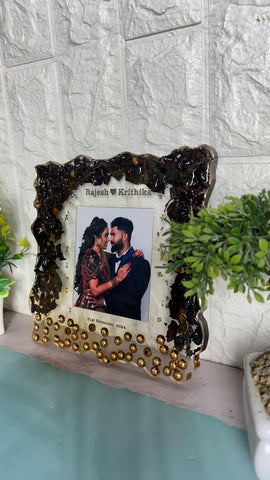 Varmala Flowers Preserved in Crystal Clear Epoxy Resin Frame (8-Inches)