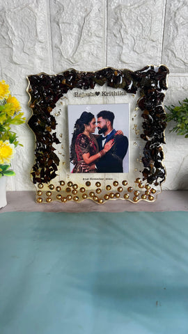 Varmala Flowers Preserved in Crystal Clear Epoxy Resin Frame (8-Inches)