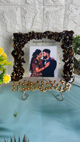 Varmala Flowers Preserved in Crystal Clear Epoxy Resin Frame (8-Inches)
