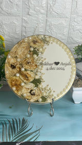 Preserved Wedding Varmala Flowers In Handmade Resin Frame (8-Inches)