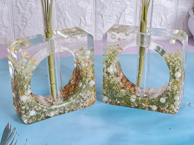 2 Combo Set of Resin Planter with Varmala Flowers Preservation