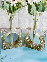 2 Combo Set of Resin Planter with Varmala Flowers Preservation