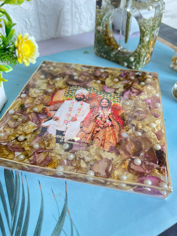 Handmade Custom-Designed Resin Block For Varmala Preservation (8-Inches)